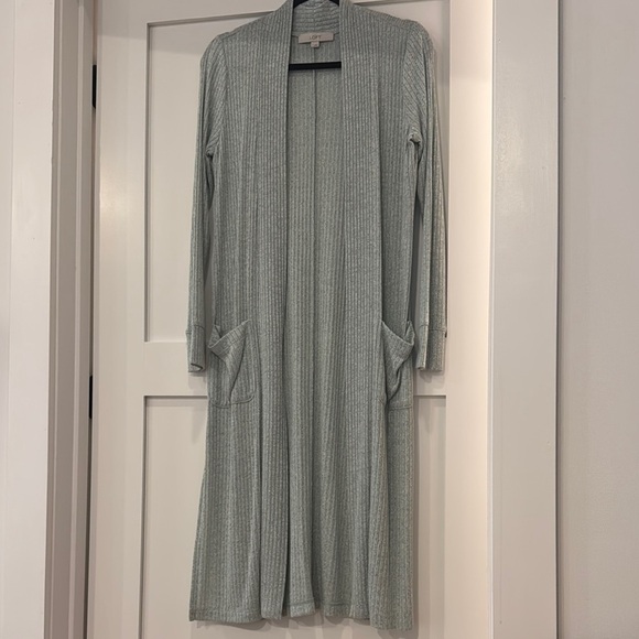 LOFT green Ribbed Cardigan duster - Picture 1 of 2